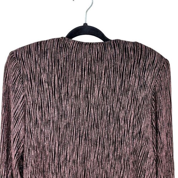 Vintage 80's Cardigan Top 2 Piece Set Formal Metallic Pink Striping Black PL‎ - Picture 16 of 17